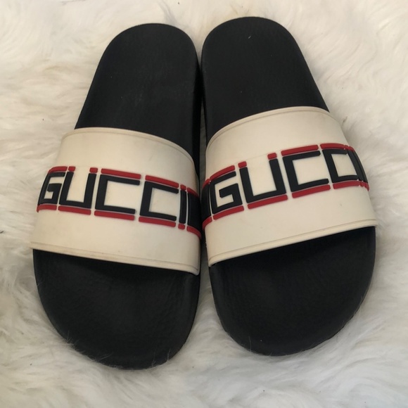 Gucci Authentic Striped Rubber Slides Size 6 Made in Italy - Picture 3 of 11